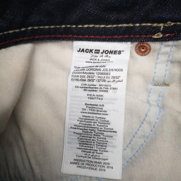 Jack & Jones Regular Fit Men's Size 29/32 Clark Dark Wash Button Fly Jeans - Picture 9 of 15